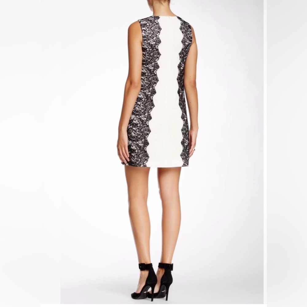 Trina Turk Saba Ivory Black Lace Overlay Panels Sheath Dress. Size 2. EUC. - Picture 2 of 16